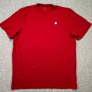 Apple Employee Crewneck T-Shirt Mens Large Tall LT Red Short Sleeve Cotton Logo